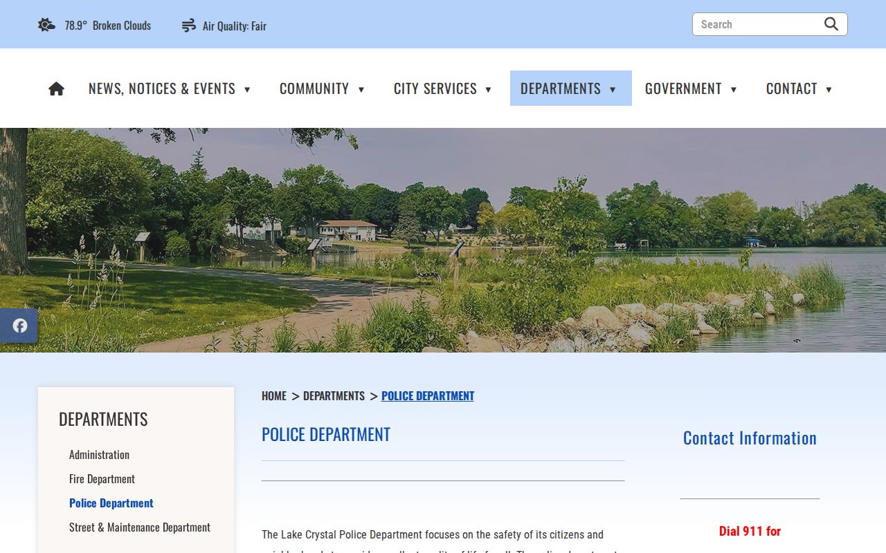 Lake Crystal Blue Earth County arrest records Police Department contact information